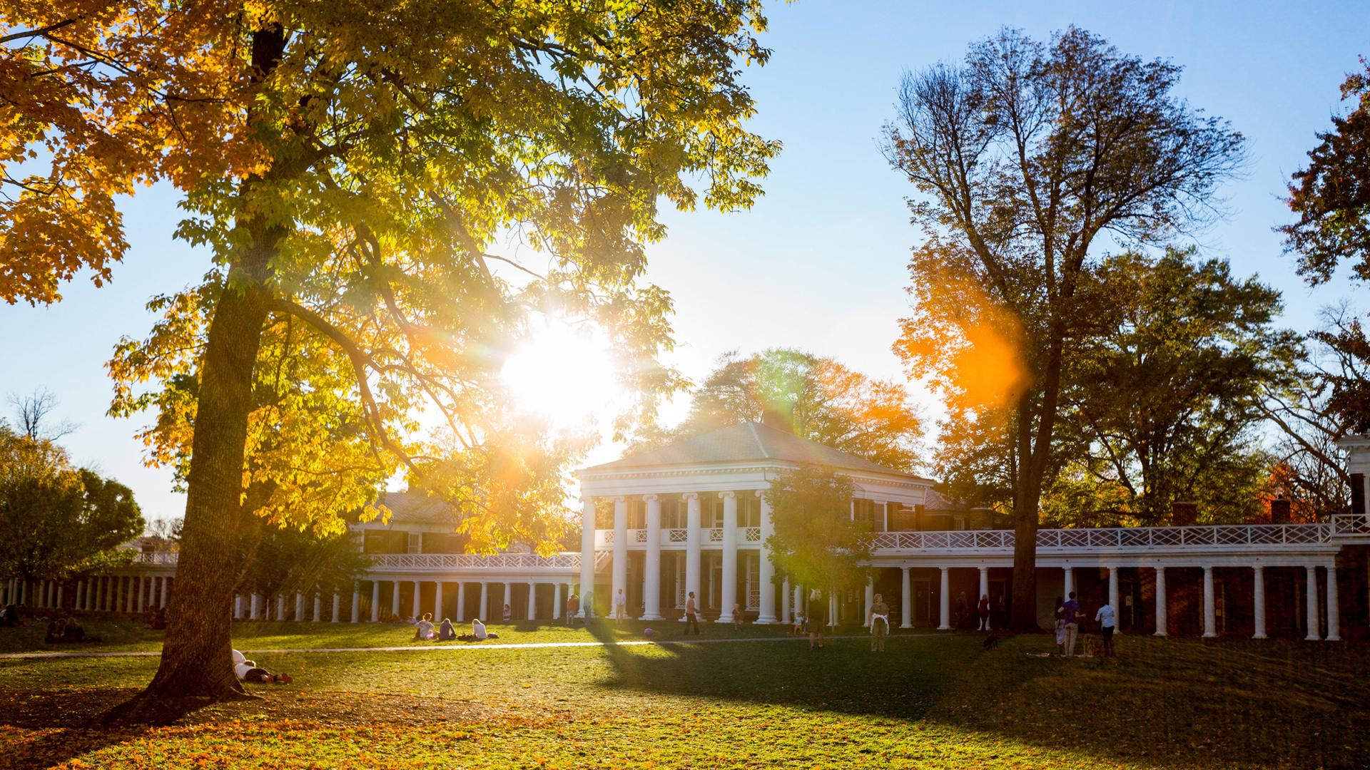 Lawn building with sun flare